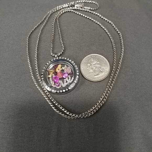 Origami Owl Disney Aurora Sleeping Beauty Locket Necklace Charms Crystals Set - Picture 14 of 16